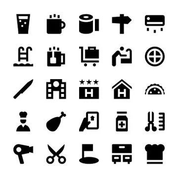 Icons Set of Hotel Services Stock Illustration