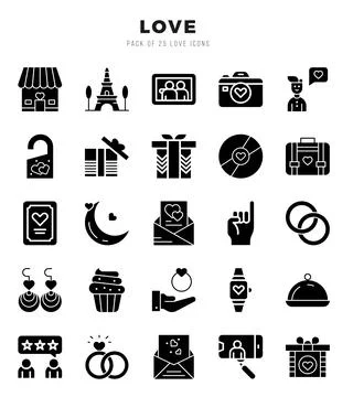 Icons set. Love for web. app. vector illustration. 库存插图