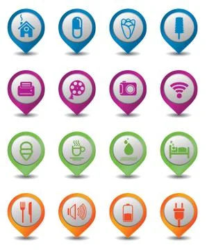 Icons set marker style. Stock Illustration