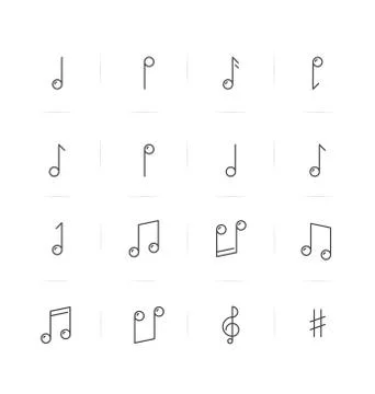 Icons set of music notes in thin line style. Vector illustration. 스톡 일러스트