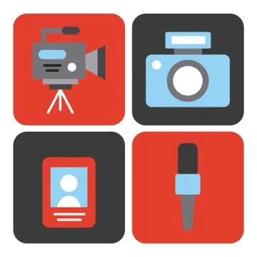 Icons set news objects Stock Illustration