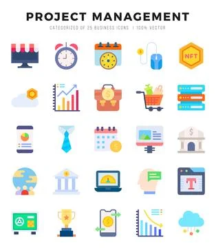 Icons set. Project Management for web. app. vector illustration. Stock Illustration