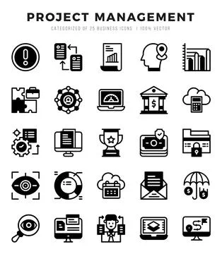 Icons set. Project Management for web. app. vector illustration. Stock Illustration