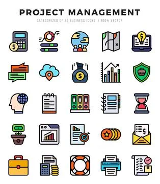 Icons set. Project Management for web. app. vector illustration. Stock Illustration