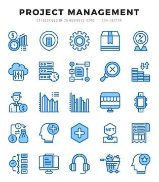 Icons set. Project Management for web. app. vector illustration. Illustrazione stock