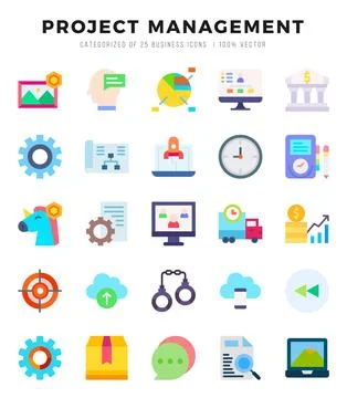 Icons set. Project Management for web. app. vector illustration. Stock Illustration