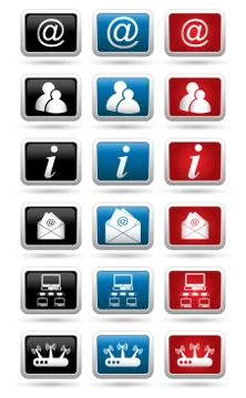 Icons set on the rectangular buttons Stock Illustration