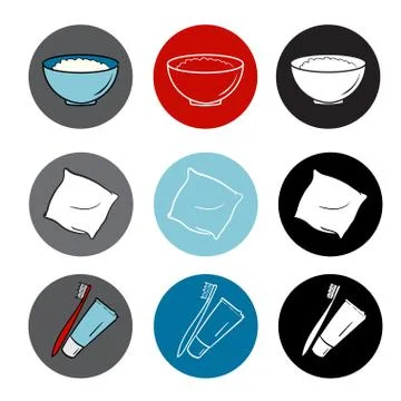 Icons set. . round elements. red blue color flat style Stock Illustration