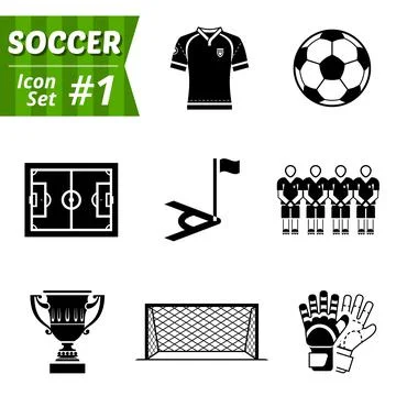 Icons set of soccer elements Illustrazione stock
