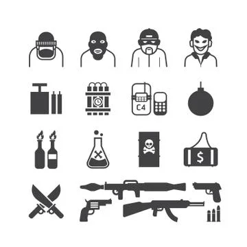 Icons set terrorist vector design. Stock Illustration