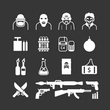 Icons set terrorist vector design. Stock Illustration