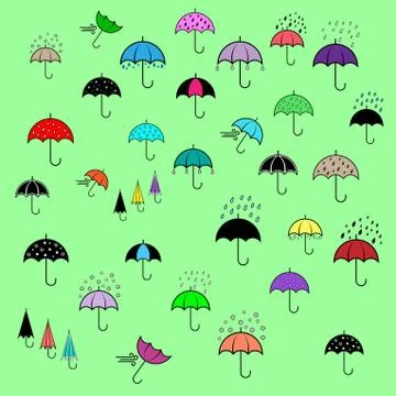Icons set with umbrellas 스톡 일러스트
