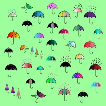 Icons set with umbrellas 스톡 일러스트