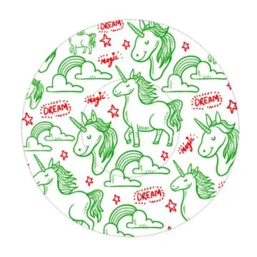 Icons set with unicorn fantasy pattern, cupcakes form temlpate Illustrazione stock
