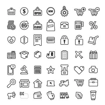 Icons Set Vectors Stock Illustration