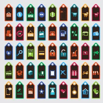 Icons Set Vectors Stock Illustration