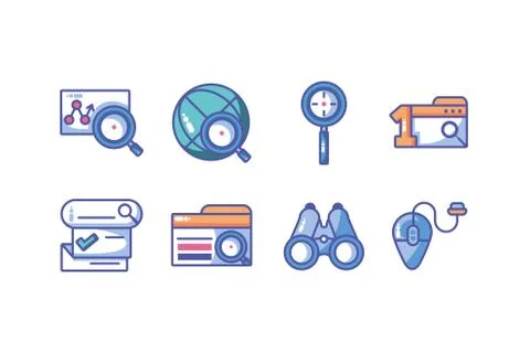 Icons set of web development and website programming process 库存插图