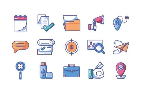 Icons set of web development and website programming process 库存插图