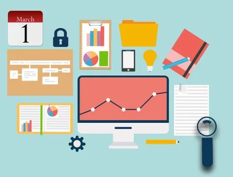 Icons set of website SEO optimization Stock Illustration