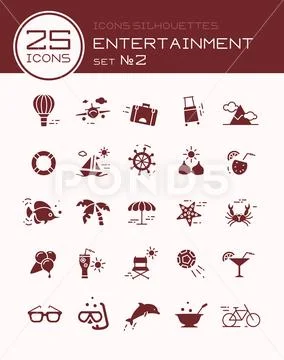 Icons silhouettes entertainment Stock Illustration