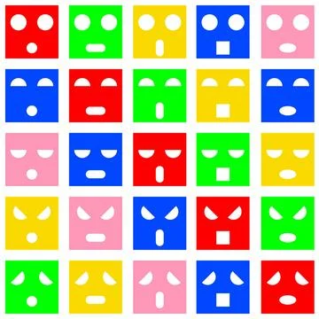 Icons of smiley emotion faces. Vector illustration. Icons of smiley emotio... Stock Photos