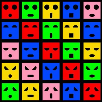 Icons of smiley emotion faces. Vector illustration. Icons of smiley emotio... Stock Photos
