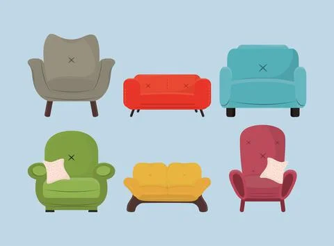 Icons sofa interior Stock Illustration