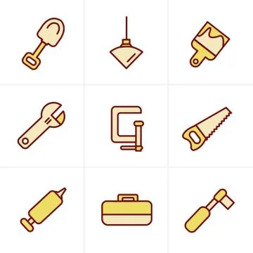 Icons Style Basic - Tools and Construction icons Stock Illustration