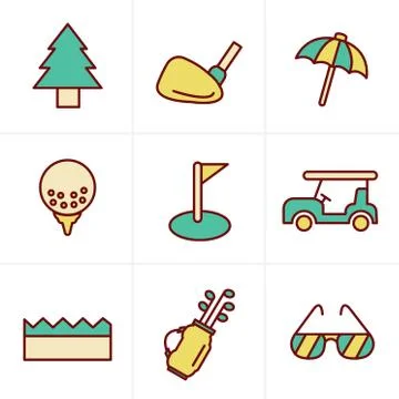 Icons Style golf  Icons Set, Vector Design Stock-Illustration