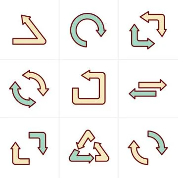 Icons Style Simple, flat design recycle symbols in black isolated on white ba Stock Illustration