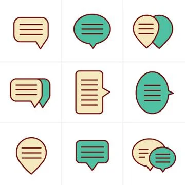 Icons Style Speech bubble icon set Stock Illustration