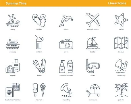 Icons for summertime concept Stock Illustration