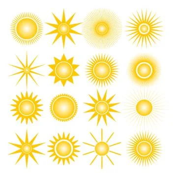 Icons of the sun, vector illustration. Stock Illustration