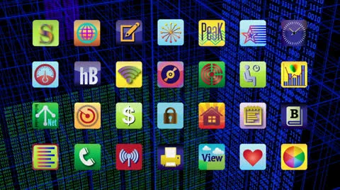 ICons on tablet home screen Stock Footage 24958174