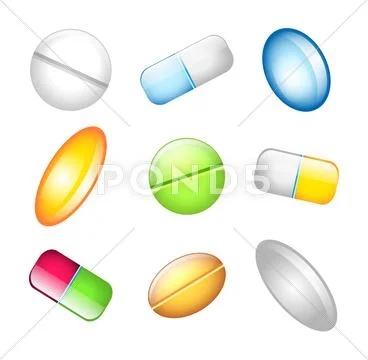 Icons tablets and pills Stock Illustration