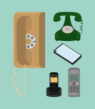 Icons telephone evolution Stock Illustration