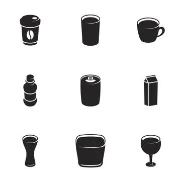Icons for theme beverages, vector, icon, set. White background Stock Illustration