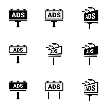 Icons for theme billboard, vector, icon, set. White background Stock Illustration