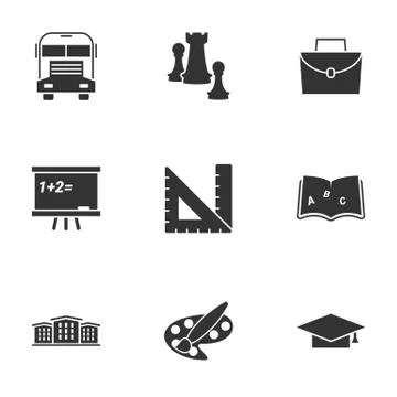Icons for theme Education and study.White background Stock Illustration