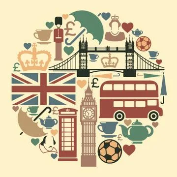 Icons on a theme of England Stock Illustration