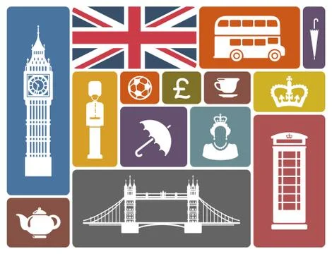 Icons on a theme of England Stock Illustration