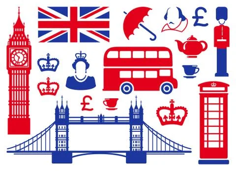 Icons on a theme of England Stock Illustration