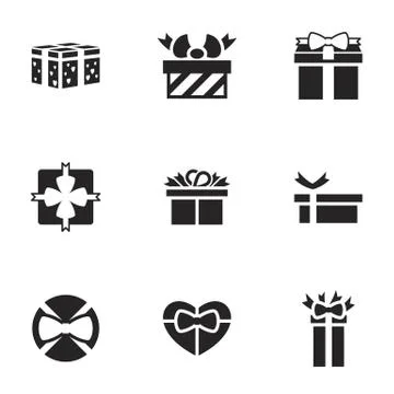 Icons for theme gift, vector, icon, set. White background Stock Illustration