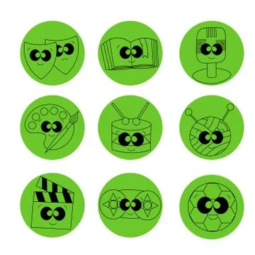 Icons on the theme of Hobbies and Creativity Stock-Illustration