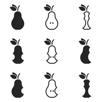 Icons for theme pear. Vector, icon, set Illustrazione stock