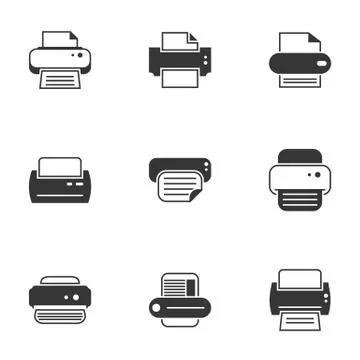 Icons for theme Printer. White background Illustrazione stock