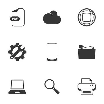 Icons for theme Technology. White background Stockillustratie
