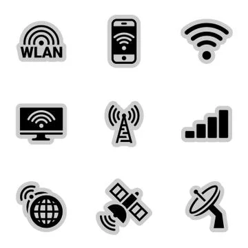Icons for theme wireless network, vector, icon, set. White background Stock Illustration
