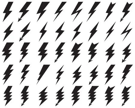 Icons of thunder lighting Stock Illustration