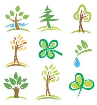 Icons trees plant Stock Illustration